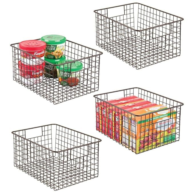 mDesign Farmhouse Decor Metal Wire Food Storage Organizer Bin Basket with Handles - for Kitchen C... | Amazon (US)