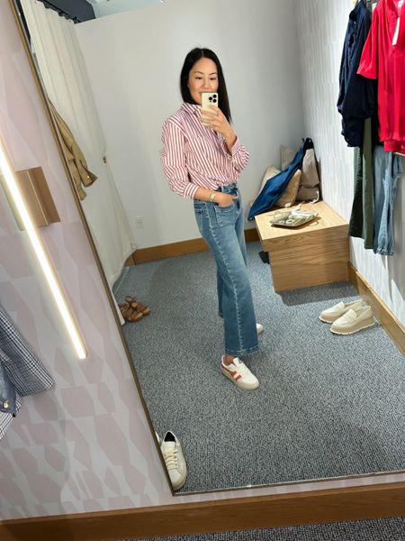 Striped shirt and jeans- a perfect business casual outfit

#collaredshirt
#sneakers
#jeans
#casualfriday
#officestyle

#LTKSeasonal #LTKsalealert #LTKworkwear