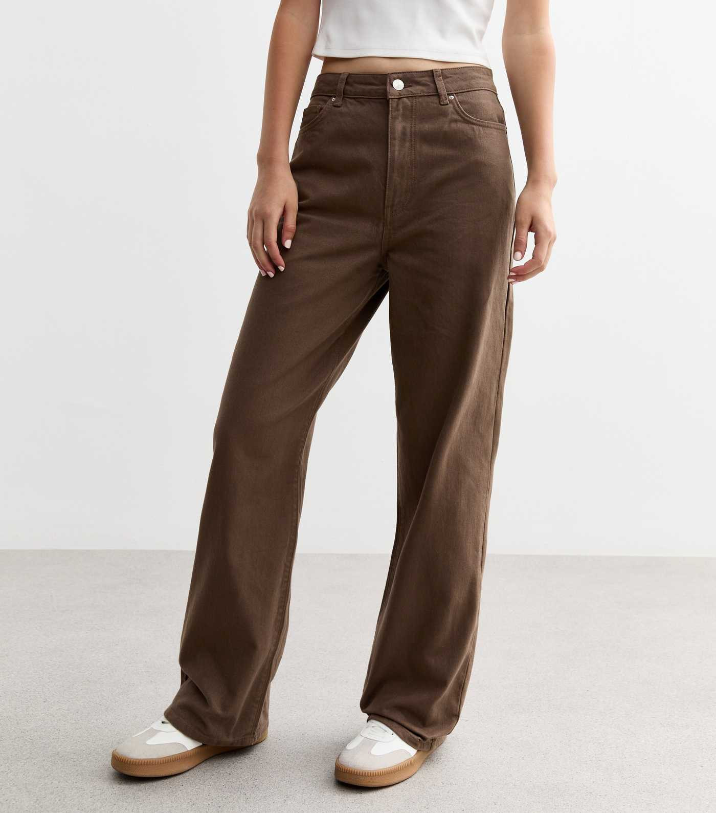 Brown Adalae High-Waist Wide Leg Jeans | New Look | New Look (UK)