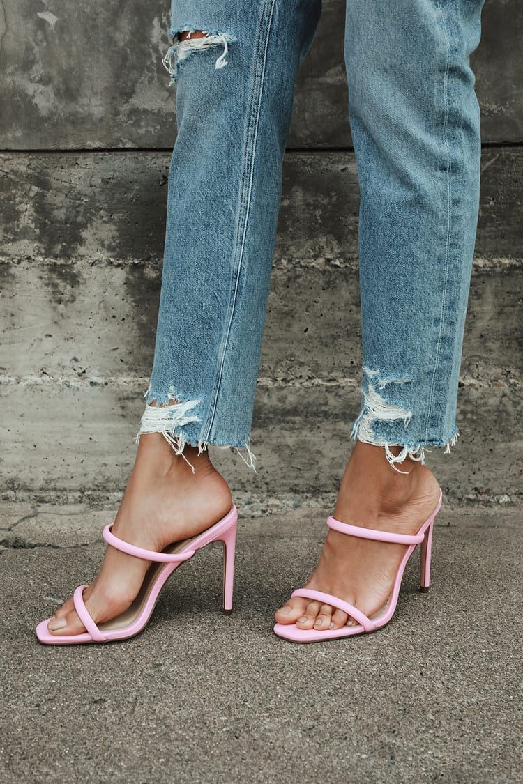 Theyaa Light Pink Square-Toe High Heel Sandals | Lulus (US)