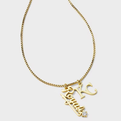 Bijoux Sport by Luv Aj MLB Gold Cubic Zirconia Charm Necklace - Kansas City Royals: Brass Chain, 16" Length | Target