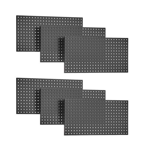 EVERHANGER Metal Pegboard Panels 24" x 12", Heavy Duty Steel Peg Boards for Garage, Pegboard Wall Organizer for Tool Storage and Organization, Black, 6 Pack | Amazon (US)