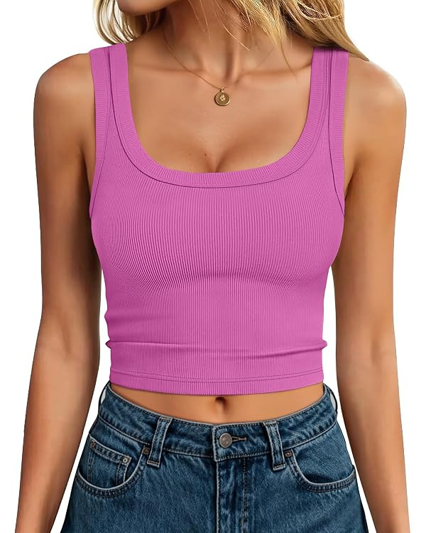 ANRABESS Womens Crop Tank Tops, Soft Breathable Ribbed Slim Fit, Comfy for Basic,Casual,Going Out... | Amazon (US)