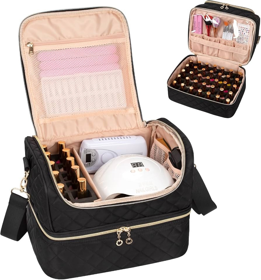 Nail Polish Organizer Case, Nail Organizers And Storage Bag Holds 45 Bottles Nail Polish & Nail L... | Amazon (US)