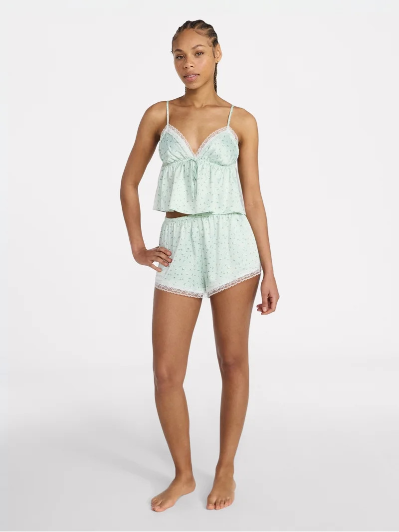 No Boundaries Satin Cami and Shorts Sleep Set, 2-Piece, Women's XS-XXL | Walmart (US)