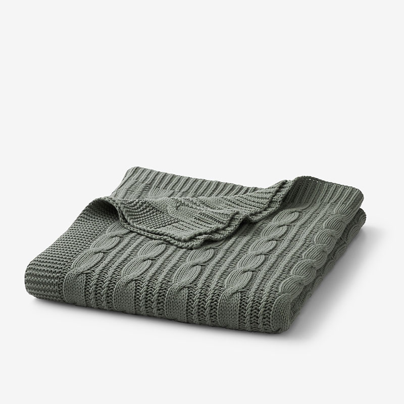 Chunky Cable Knit Throw - Khaki Green | The Company Store