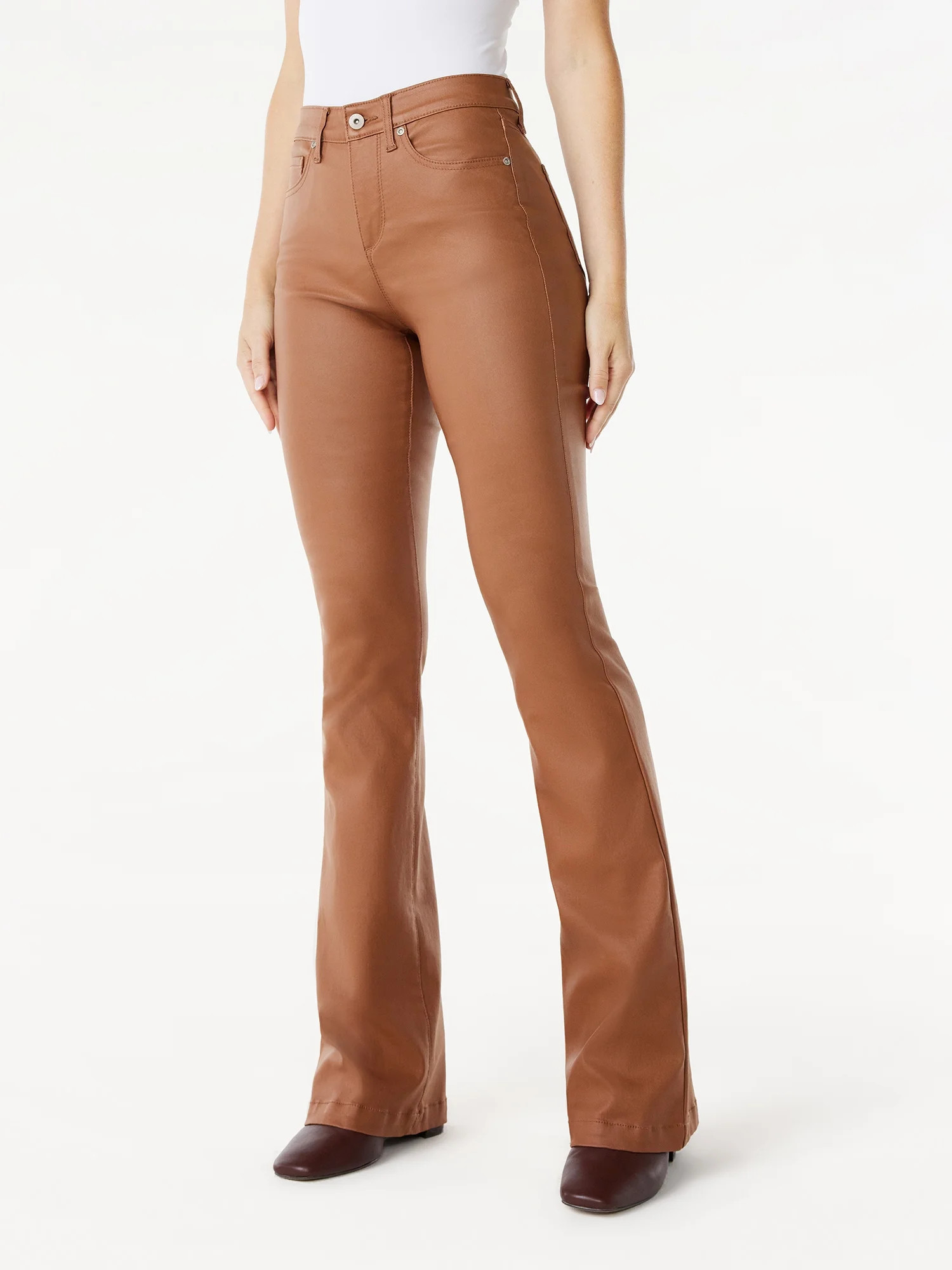 Sofia Jeans Women's Melisa Flare High Rise Coated Pants, 33.5" Inseam, Sizes 2-20 | Walmart (US)