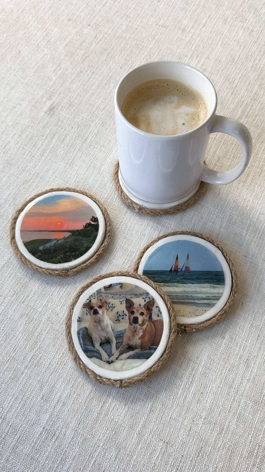 Make your friends custom photo coasters for Christmas ☺️

I used air dry clay, printable rice paper, twine & a jar lid… everything else is linked 🤍

#diygifts #airdryclay #handmadegifts decorative, decor, holidays, boho 

#LTKHome #LTKHoliday #LTKGiftGuide
