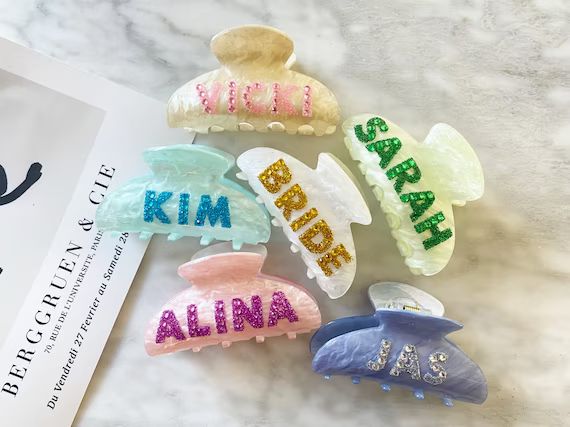 Personalized Hair Clip Hair Claw Bridesmaid Gift Wedding | Etsy | Etsy (US)