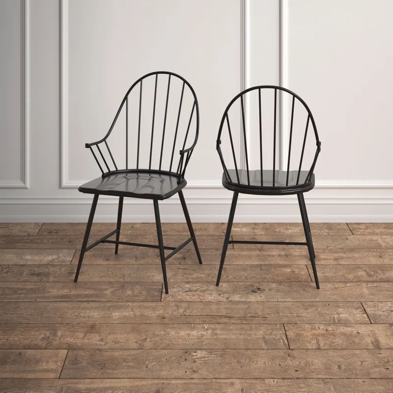 Hampton Windsor Back Arm Chair in Espresso Brown (Set of 2) | Wayfair North America