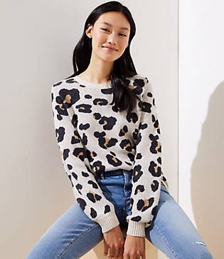 LOFT Leopard Jacquard Sweater | LOFT