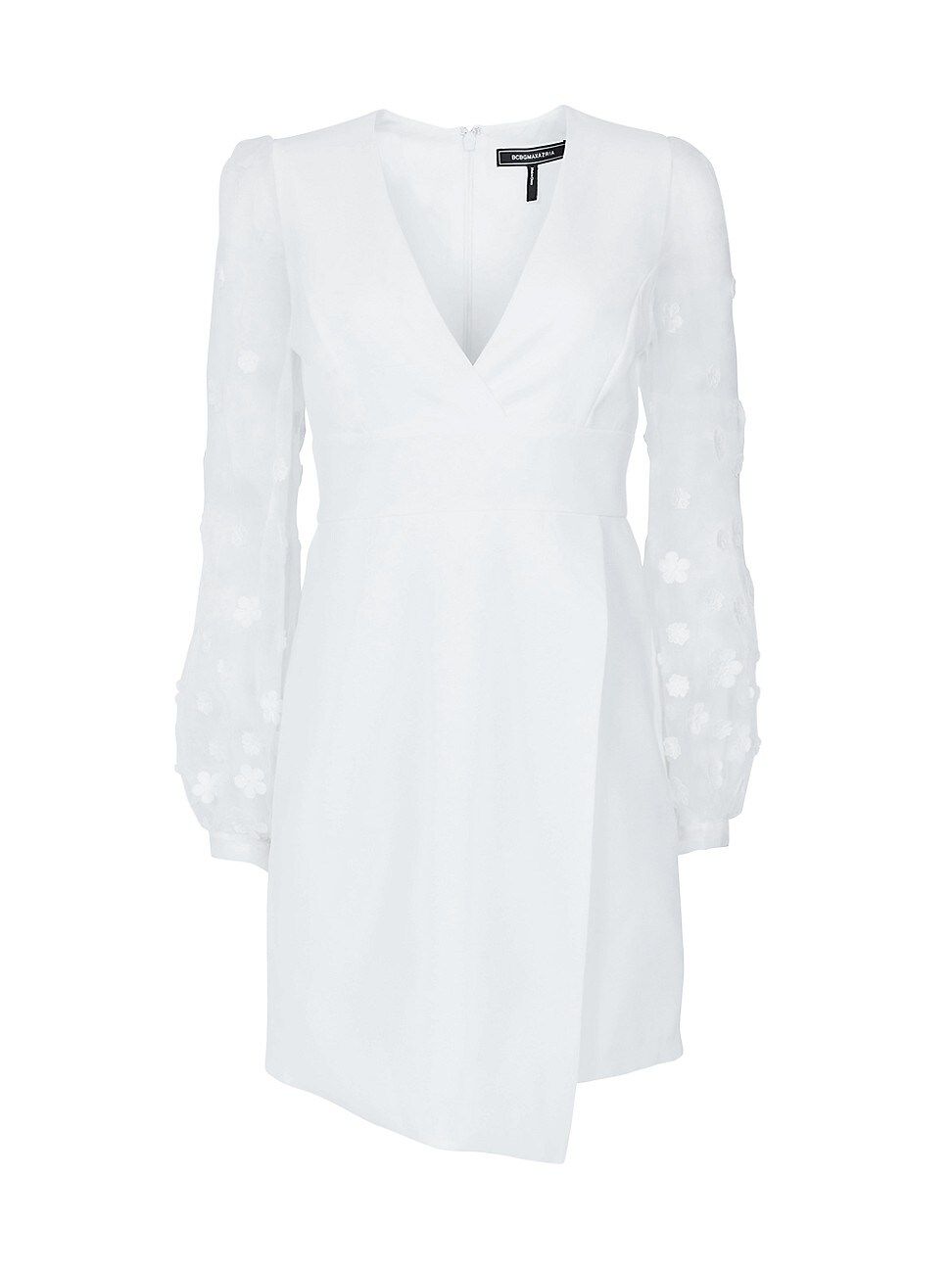 Women's Illusion Sheer Floral Sleeve Minidress - Off White - Size 0 | Saks Fifth Avenue