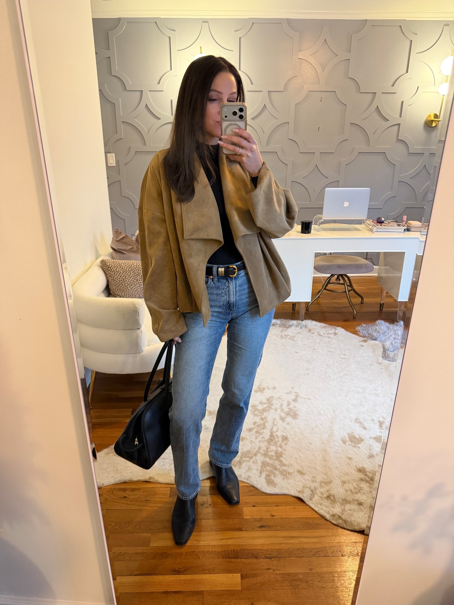 A transitional outfit from winter to spring in this jacket that feels like a dream. Runs to true to size! The jeans also run true to size. I sized up half a size in the boots  

#LTKootd #LTKOver40