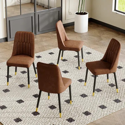 Modern Dining Chairs Set Faux Leather Upholstered Kitchen & Dining Chairs | Wayfair North America