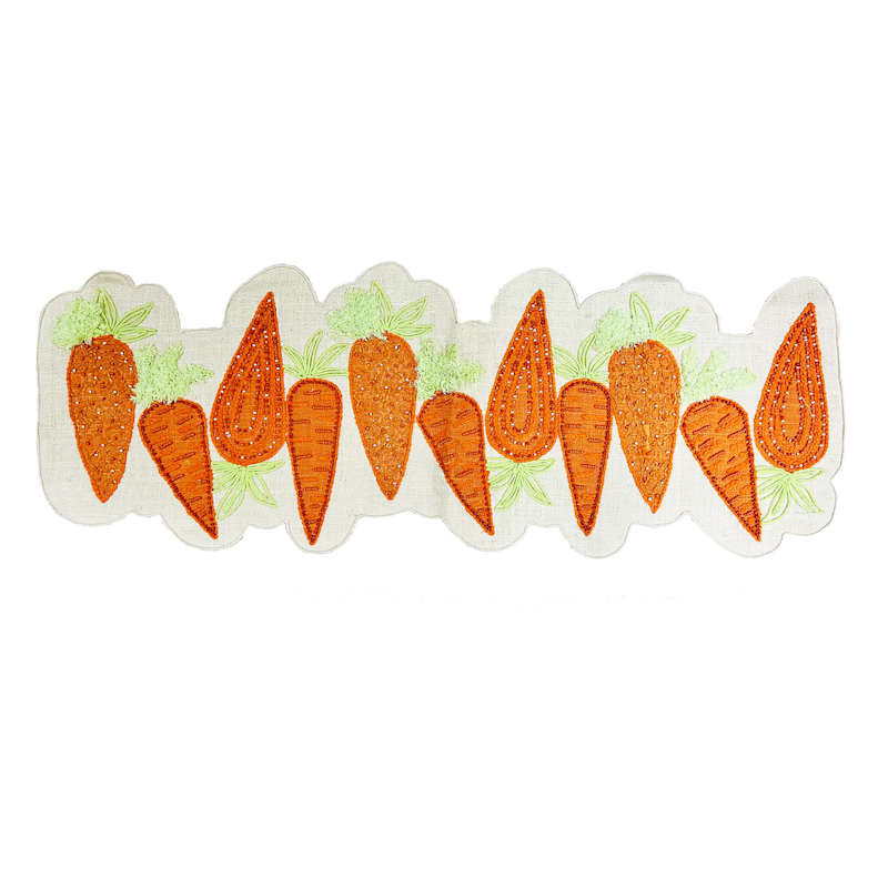 Homespun Easter Semi-Beaded Tossed Carrots Table Runner, 36x13 | At Home