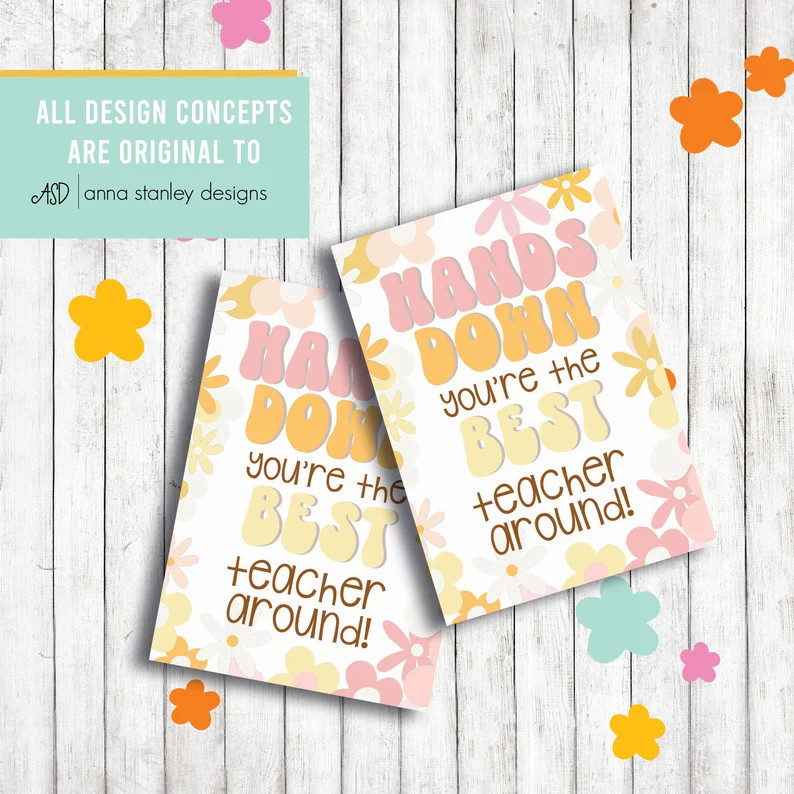 Hands Down Teacher| Printable, Gift Tags | Giftie | Gifttag | Teacher Appreciation | Teacher | Fr... | Etsy (US)