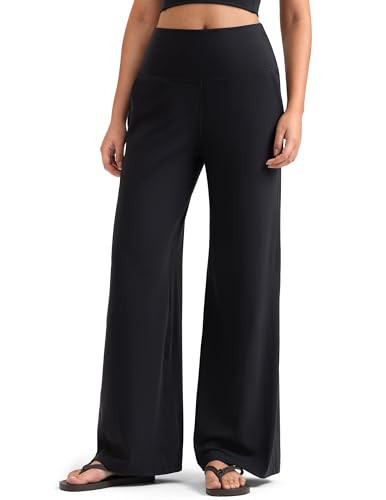 Colorfulkoala Dreamlux Women's High-Waisted Wide Leg Yoga Pants - Ultra Soft Yoga & Casual Lounging Leggings 32.5" Inseam(Black, XL) | Amazon (US)