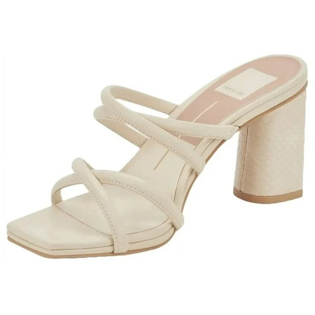 Dolce Vita Patsi Ivory Leather Slip On Squared Open Toe Block Heeled Sandals (Ivory Leather, 9.5) | Walmart (US)