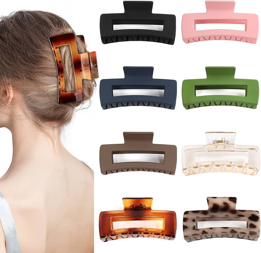 Large Hair Claw Clips, LetsFunny 8 Pack 4.13" Hair Clips for Thick Hair/Thin Hair, Strong Hold No... | Amazon (US)