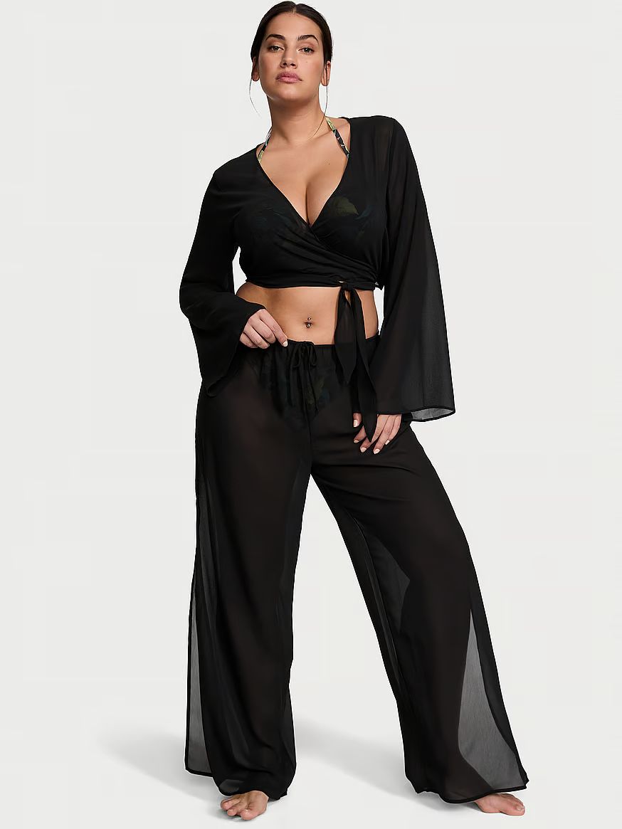 Sheer Crinkle Wrap Top | Victoria's Secret (US / CA )