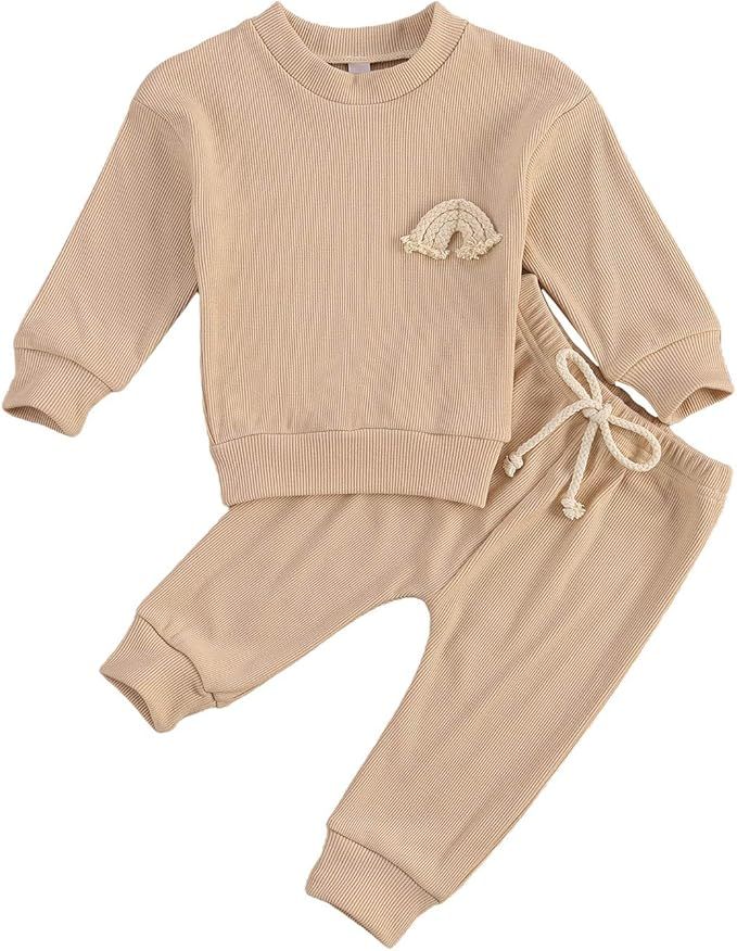 Sun Print Newborn Baby Boy Girls Fall Winter Clothes Long Sleeve Pullover Sweatshirts Tops & Pant... | Amazon (US)