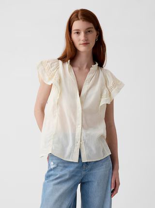 Textured Crinkle Flutter Sleeve Shirt | Gap (US)