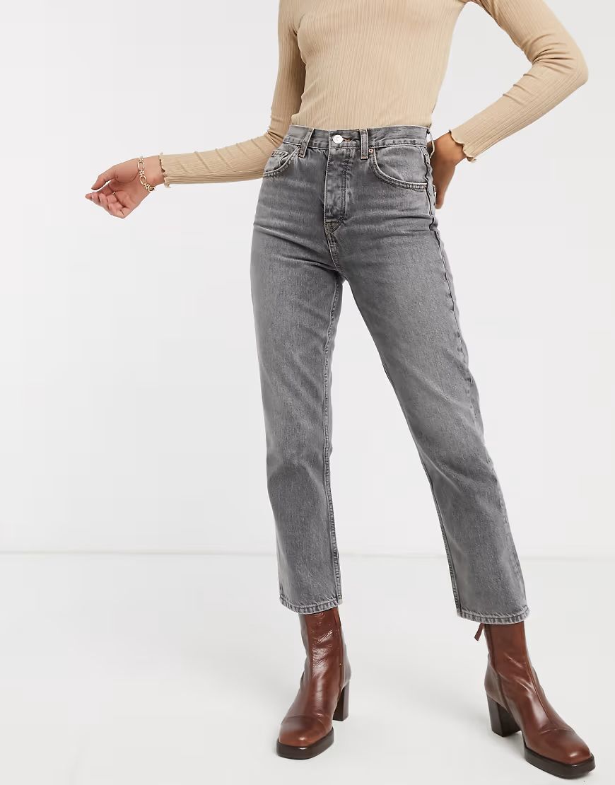 Topshop Editor straight leg jeans in grey | ASOS (Global)