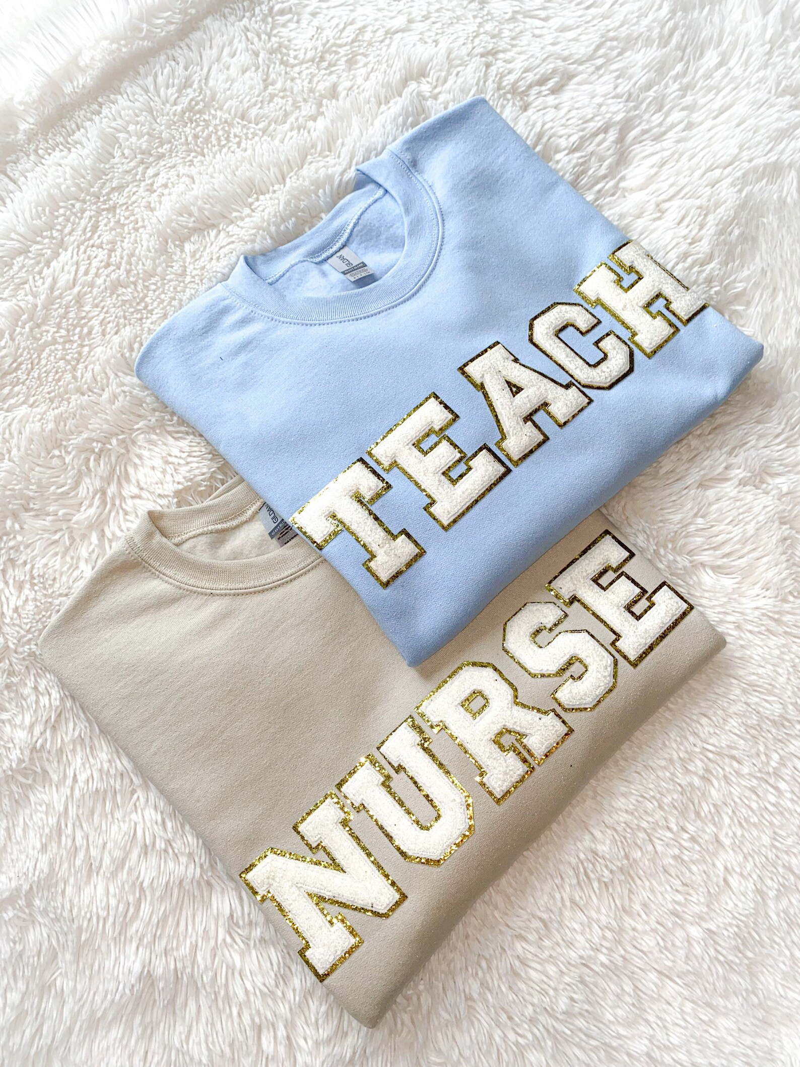 Nurse Teach Occupation White Gold Chenille Glitter Patch - Etsy | Etsy (US)