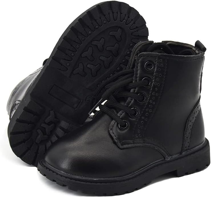 E-FAK Toddler Boys Girls Boots Waterproof Leather Lace Up Ankle Anti-Slip Rubber Sole Baby Hiking... | Amazon (US)