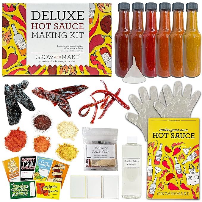 DELUXE DIY HOT SAUCE MAKING KIT Everything Included - Best Gift for Him, Husband, Friend, & Loved... | Amazon (US)