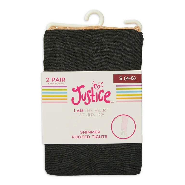 2 Pair Justice Shimmer Footed Tights | Walmart (US)