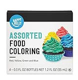 Amazon.com : Amazon Brand - Happy Belly Assorted Food Coloring, 1.2 fl oz : Grocery & Gourmet Foo... | Amazon (US)