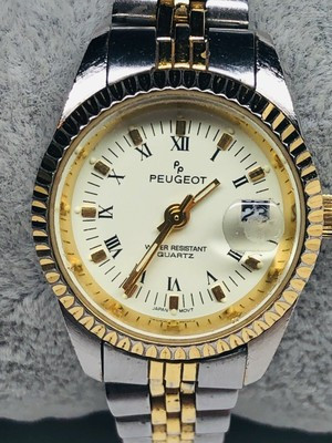 Ladies Peugeot Two Tone Water Resistant Quartz Date Watch New Battery | eBay US