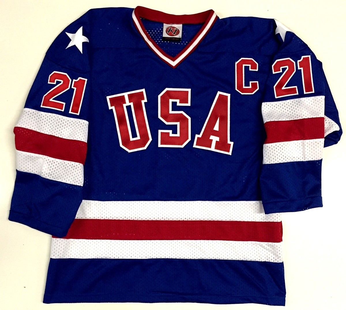 MIKE ERUZIONE TEAM USA BLUE HOCKEY JERSEY 1980 GOLD MEDAL MIRACLE ON ICE | eBay US
