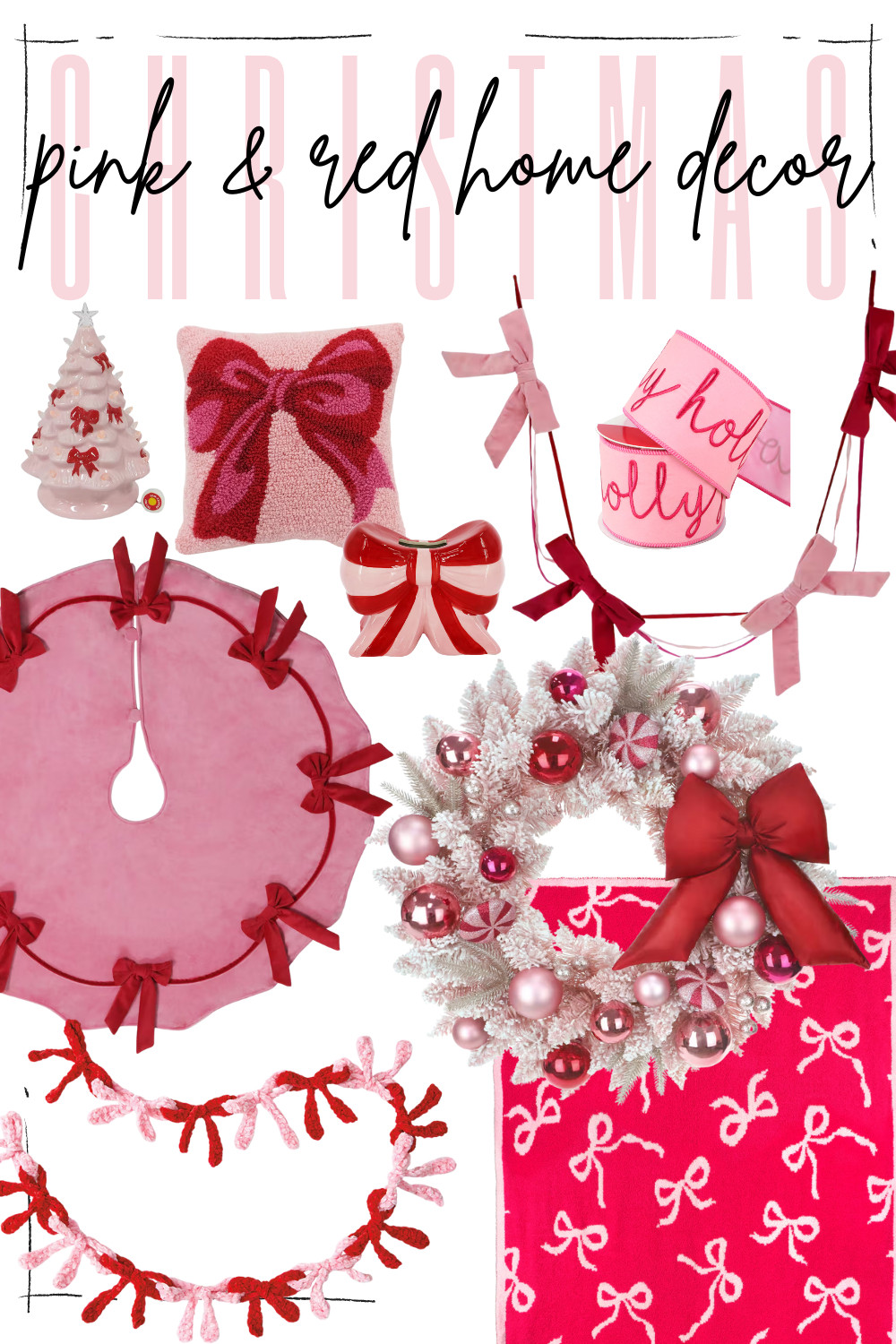 Turn your home into a merry pink dream this Christmas! From velvet bows and candy-cane accents to cozy throw pillows and whimsical wreaths, these pink and red Christmas decorations add the perfect blend of sweet + chic holiday vibes. 💕❤️

Whether you love girly glam, Barbiecore Christmas décor, or just want a festive pop of color, this bow-themed collection will make your home feel like a holiday fairytale. Think pink tree skirts, red ribbon garlands, candy ornaments, and bow-covered accents that tie it all together beautifully. 🎁🌸

Shop my favorite pink and red Christmas bow décor picks — perfect for living rooms, mantels, and tree-trimming inspo that’s trending all over Pinterest this season.

#PinkChristmasDecor #RedAndPinkChristmas #BowChristmasDecor #LTKHolidayHome #HolidayHomeDecor #ChristmasAesthetic #GirlyChristmas #PinkHolidayVibes #BarbiecoreChristmas #HolidayDecorTrends #ChristmasInspo #LTKhome #LTKholiday 

 #LTKHoliday #LTKSeasonal #LTKHome
