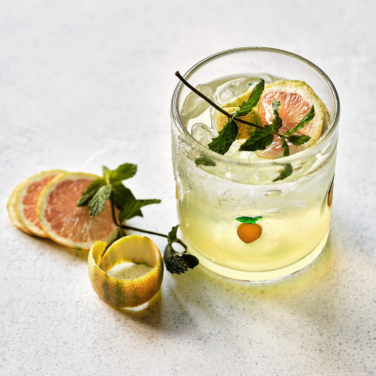 Lemon Icon 15-Oz. Double Old-Fashioned Glass + Reviews | Crate & Barrel | Crate & Barrel