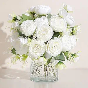 Luyue 2 Packs Peonies Artificial Flowers Vintage Faux Peony Bouquet Fake Flower for Vase Silk Flo... | Amazon (US)