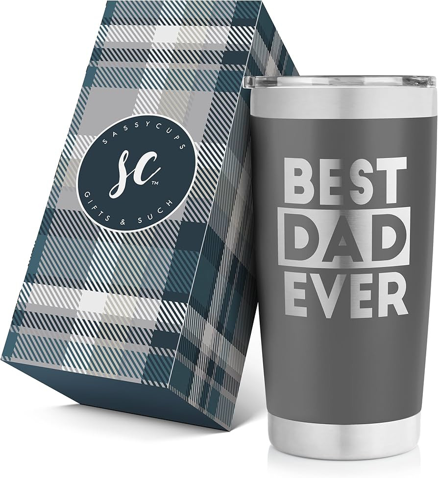 SassyCups Best Dad Ever Tumbler - Travel Coffee Tumbler 20 oz - Best Dad Coffee Travel Mug - Fath... | Amazon (US)