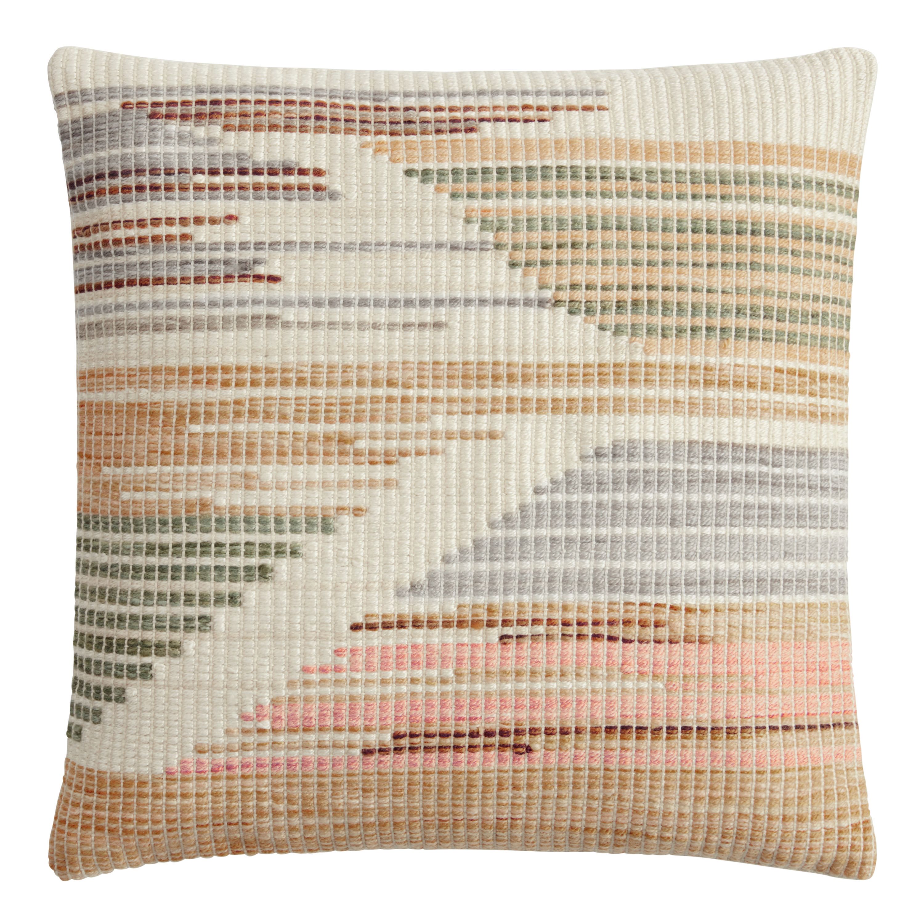 Ivory Multicolor Woven Indoor Outdoor Throw Pillow | World Market
