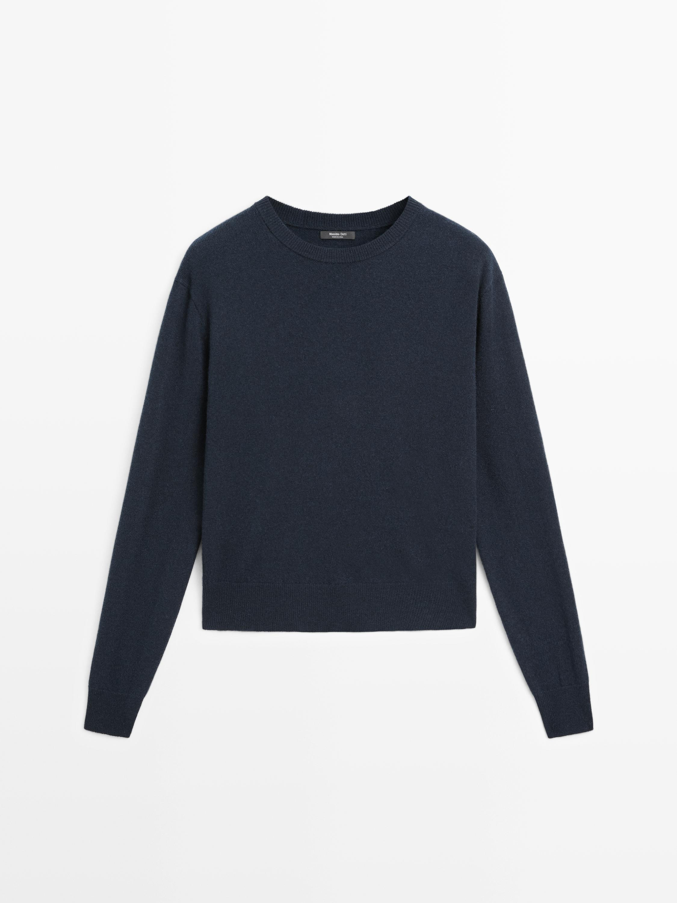 Wool blend crew neck knit sweater | Massimo Dutti US