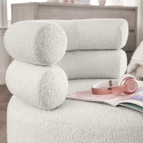 Chunky Boucle Ivory Hug Swivel Chair | Pottery Barn Teen