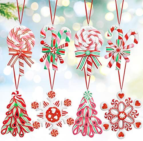8 Pieces Peppermint Lollipop Candy Christmas Tree Ornaments Set,Polymer Clay Candy Lollipop Hangi... | Amazon (US)