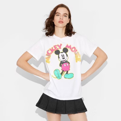 Women's Mickey Short Sleeve Graphic T-Shirt - White | Target