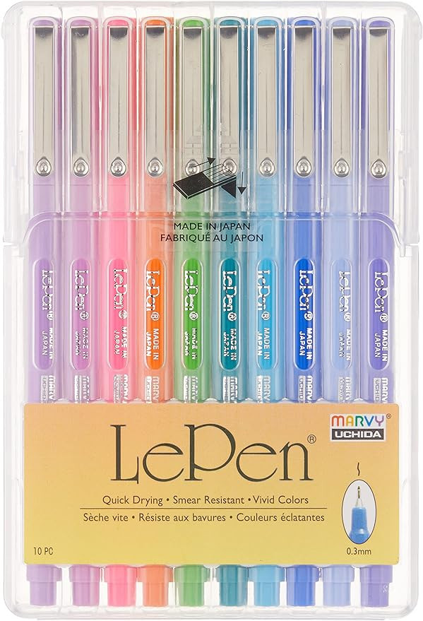 Uchida Of America 4300-10C 10-Piece 0.3 Point Size Le Pen Drawing Pen Set | Amazon (US)