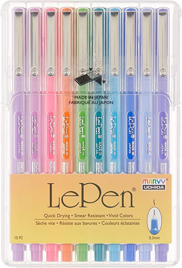 Uchida Of America 4300-10C 10-Piece 0.3 Point Size Le Pen Drawing Pen Set | Amazon (US)