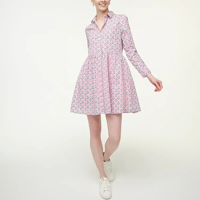 Printed collared mini shirtdress | J.Crew Factory