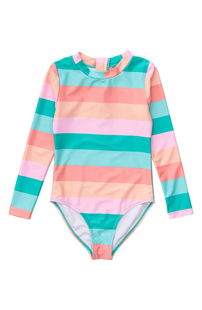 Snapper Rock Kids' Sunset Stripe Long Sleeve One-Piece Swimsuit | Nordstrom | Nordstrom