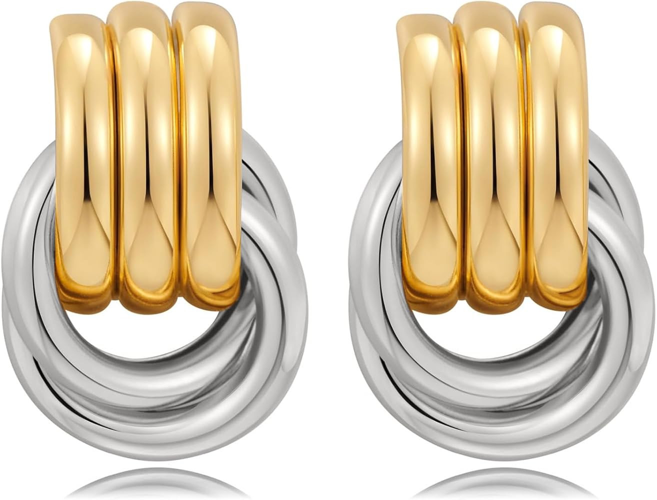 Gold Chunky Knot Earrings for Women,Statement Geometic Fashion Drop Earrings Minimalist Trendy Da... | Amazon (US)