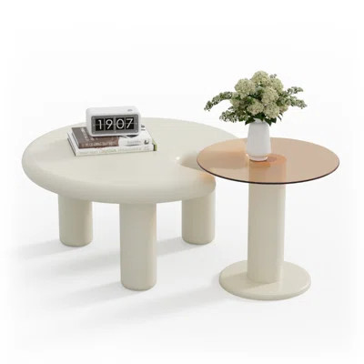 Beige Living Room Table , Round Edge, Effortless To Assemble And Clean Easily Coffee For Home, Simple Assembly Durability | Wayfair North America