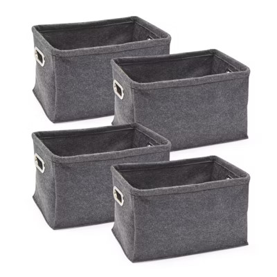Juvale 4 Pack Collapsible Grey Felt Storage Baskets with Handles (13.9 x 9.6 x 8.2 in) | Target